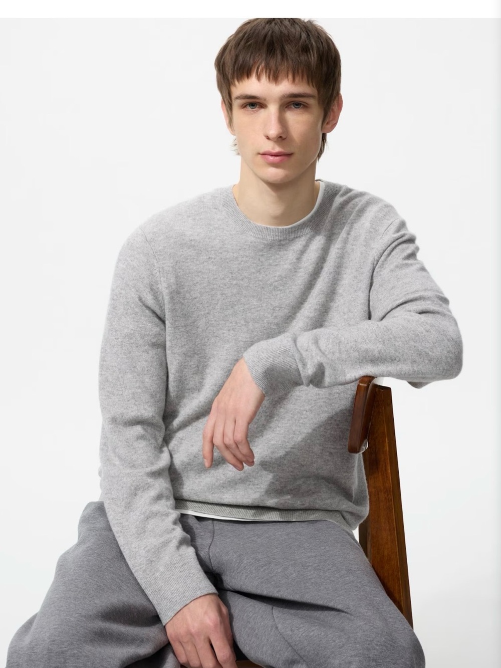 Men's uniqlo Crewneck Cashmere-Sweater Light Gray size xl NWOT